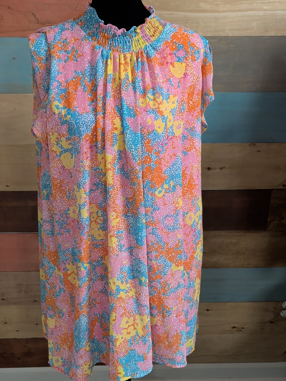 Umgee Pink Floral Smocked Neck Girls' Casual Dress